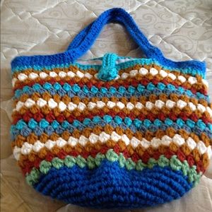 Hand knitted women tote bag